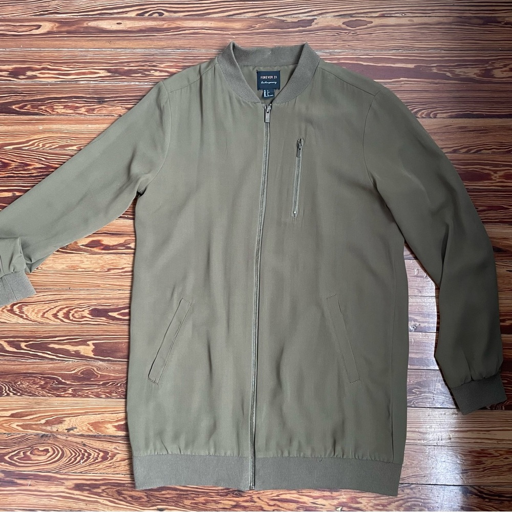 Forever 21 Oversized Olive Green Bomber Jacket - Picture 2 of 11
